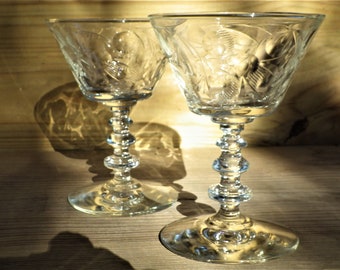 Perfect Pairs Pre-War Coupe Glasses or Water Goblets Buyers Choice of Mid Century Modern Craft Cocktail Coupes
