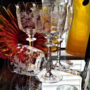 Tiffin Cadena Water Goblets, Wine Glasses, Set of Four, Eight Available