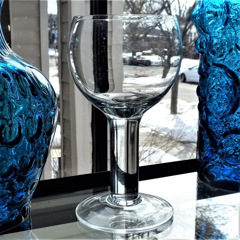 Orrefors Column Pair of Wine Glasses Vintage Fat Stem Wines Etsy