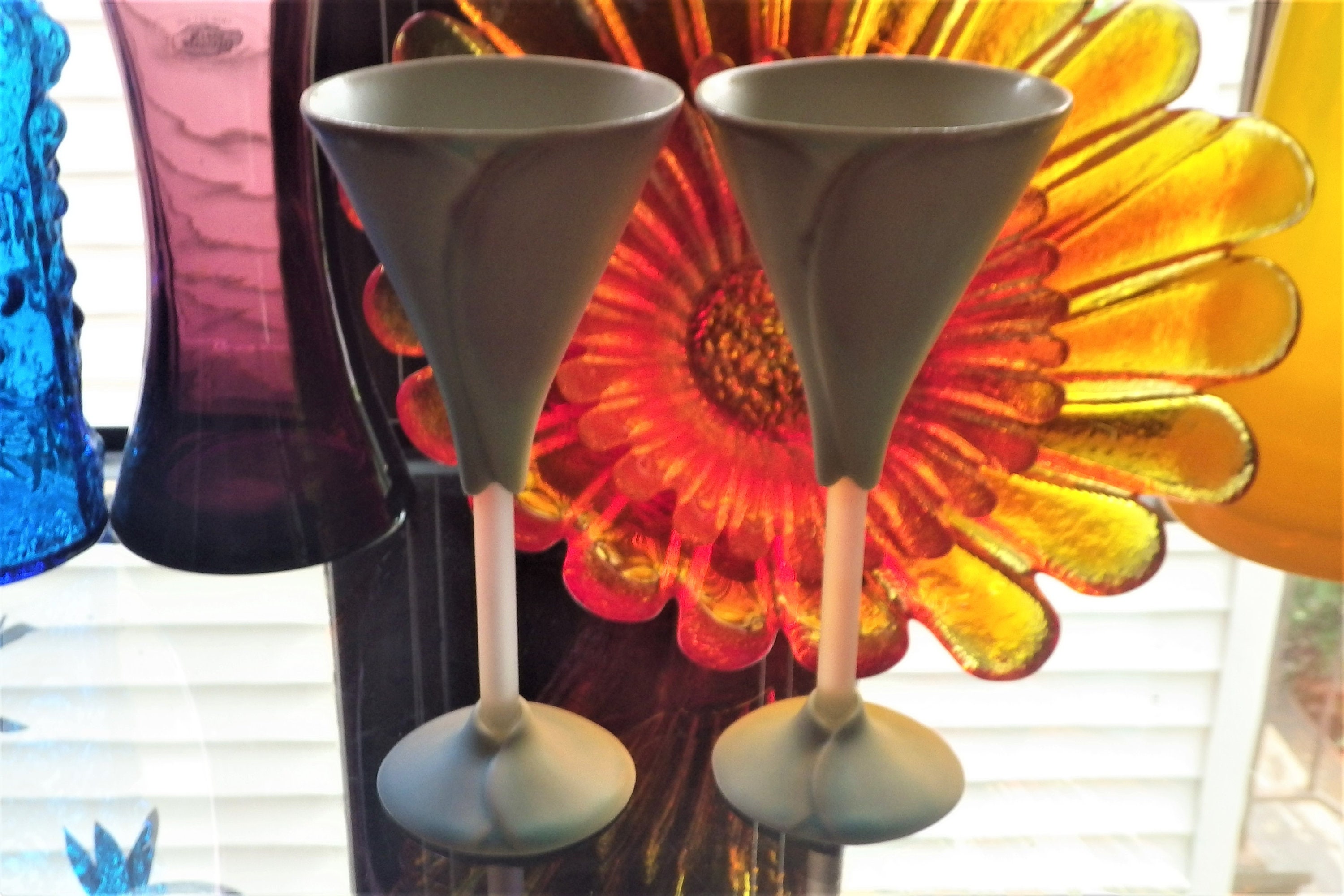 Newman Ceramic Works Lily Wine Glasses Pair of Vintage Studio Etsy