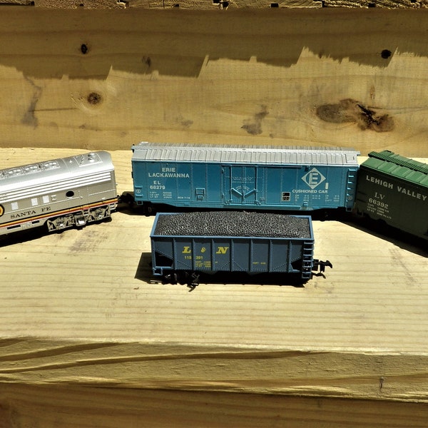 Wagons à l'échelle HO et moteur diesel Santa Fe F7, wagon Lehigh Valley, wagon Erie Lackwanna, wagon L & N