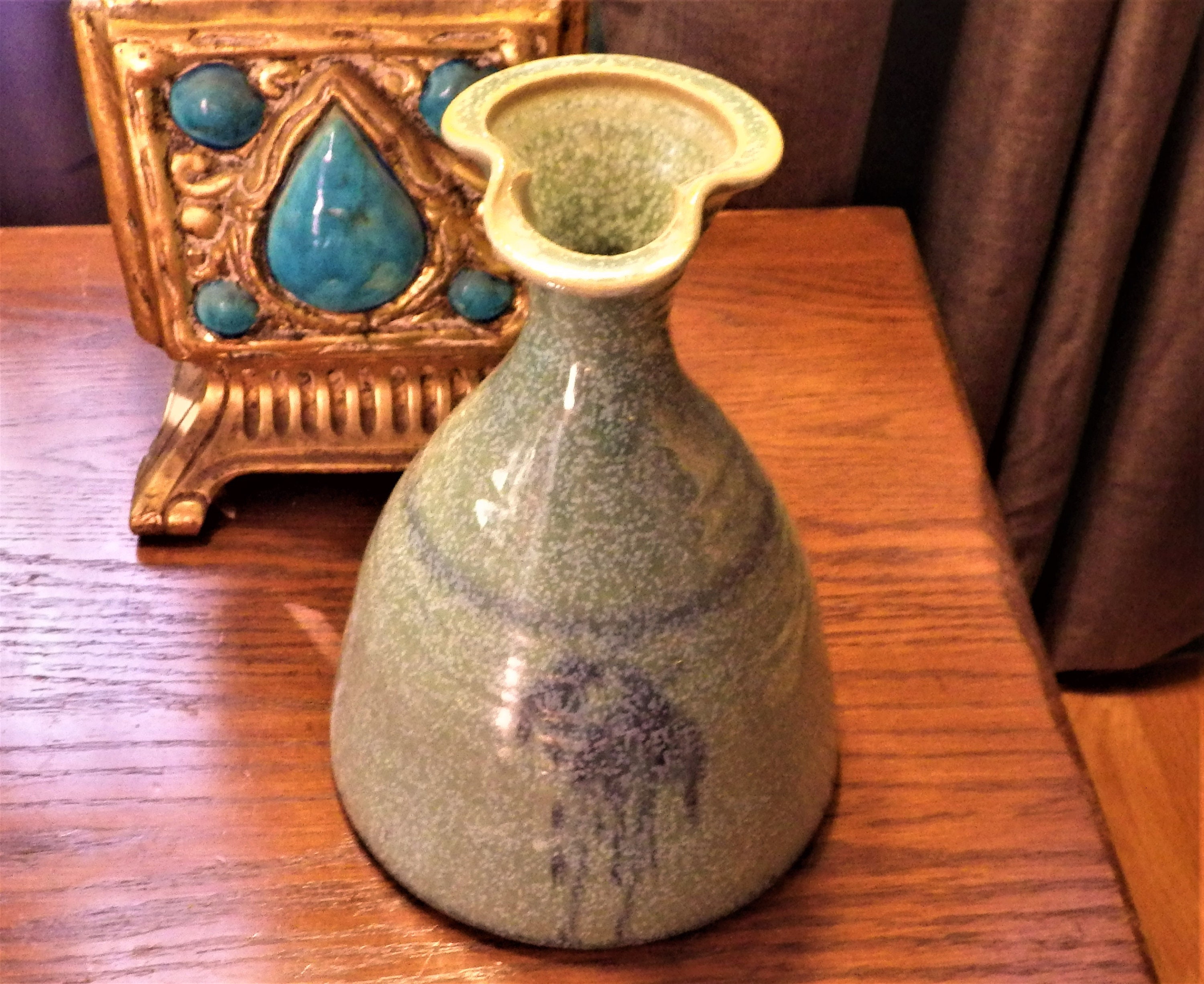 Studio Keramik Ewer Wein Karaffe Vintage Keramik, Seladongrüner Krug, kostenloser Versand