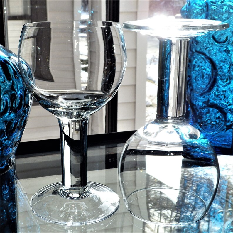 Orrefors Column Pair of Wine Glasses Vintage Fat Stem Wines Etsy