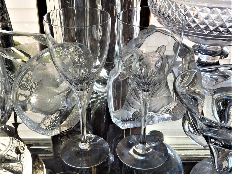 Orrefors Glasbruk Lisbet Claret Wine Glasses Pair of Vintage Etsy