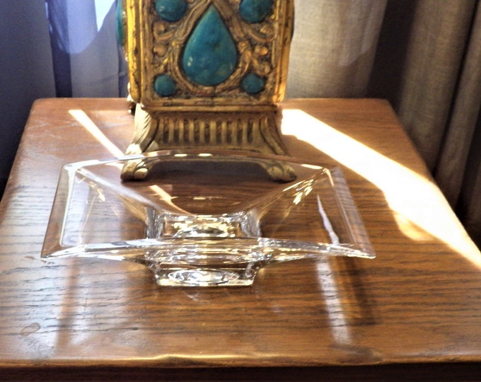 Vintage Nambé Crystal Planar Rectangular Bowl 11 1/2 Inches Lead
