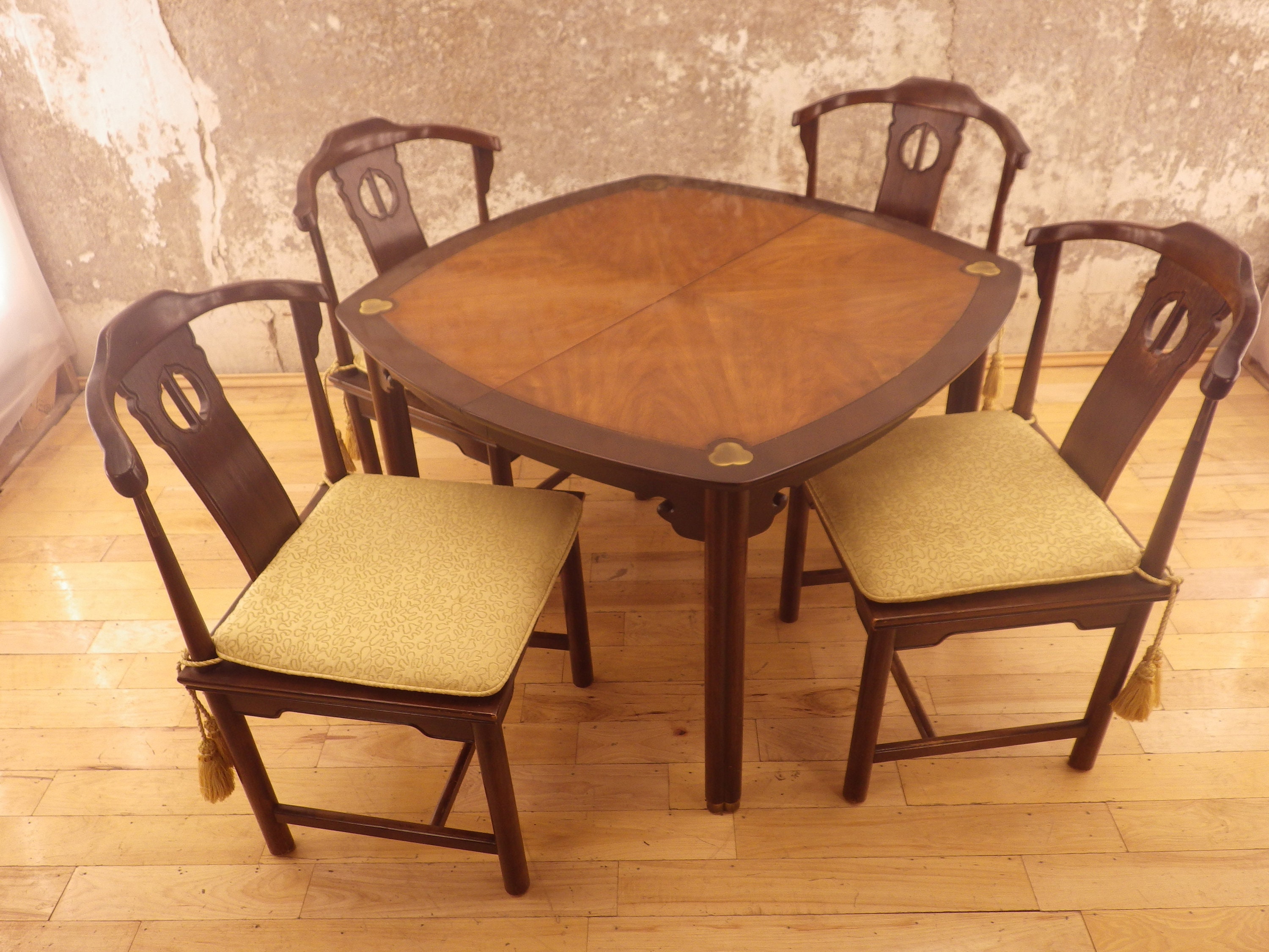 Drexel Heritage Ming Style Dining Set Chin Hua Table Four Chairs Chinoiserie