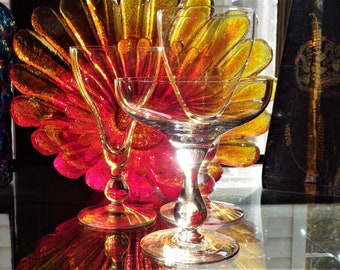 Vintage Swedish Modern Cocktail Coupes, Wine Glasses, Water Goblets, Footed Highballs, Crystal Ball in Stem Barware Free Shipping