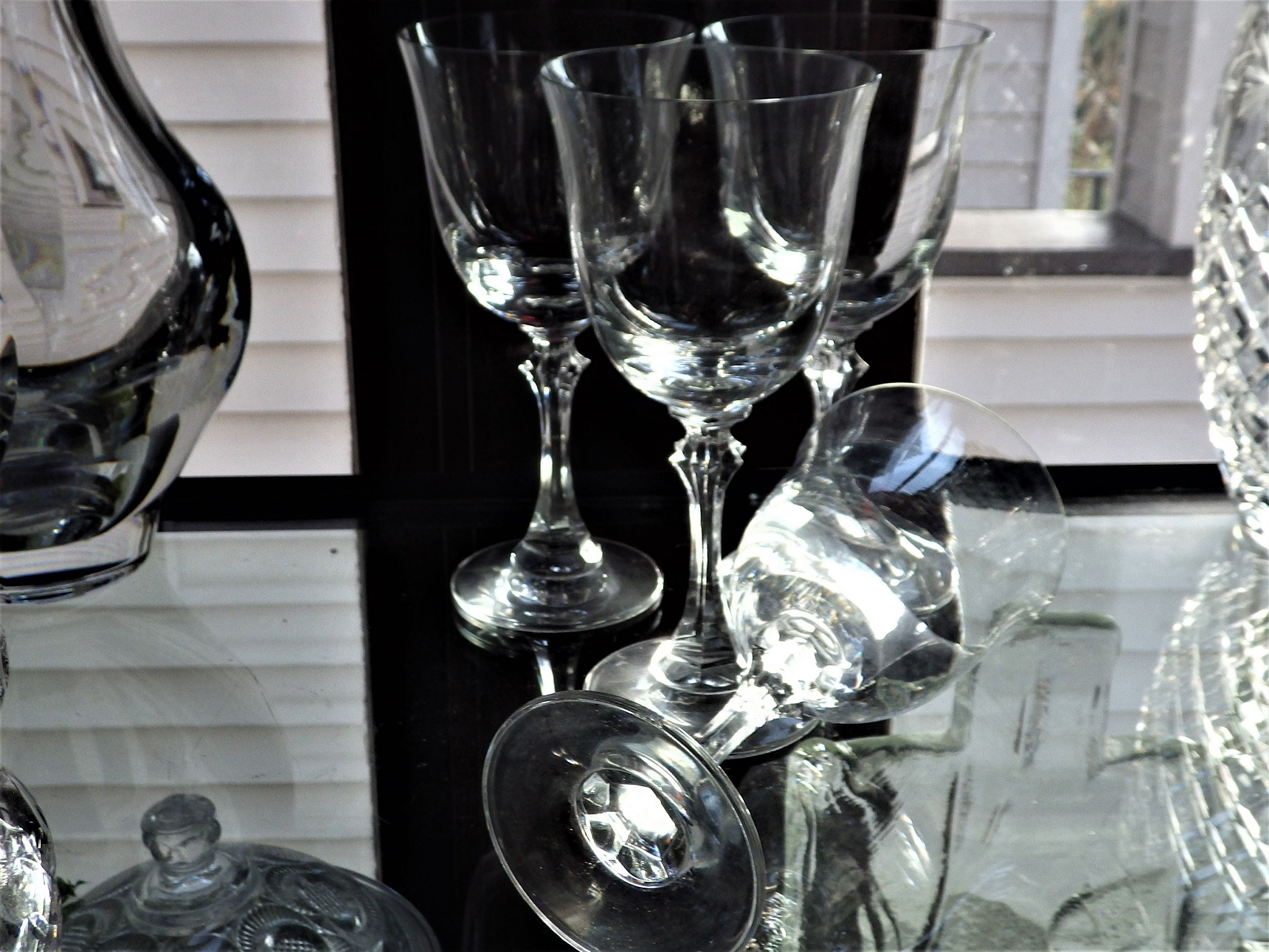 Set of Six Vintage Crystal Stemmed Wine Glasses, Barware Glasses, Crystal  Stemware, Water Glasses, Drinking Glasses, Bar Deco 