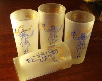 Kentucky Colonel Highball Glasses Set of Four Mid Century Charles Chandler Christy Illustration