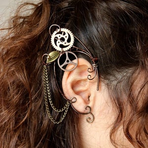 Steampunk Elf Ears (Pair) , Model "Jules" - Cosplay , Non-piercing earrings , Elven jewelry , Ear Wraps