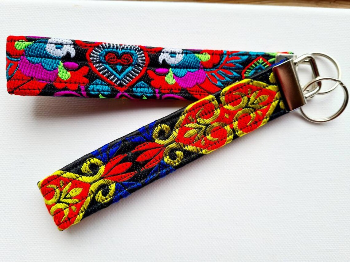 Personalized embroidered key fob gift for her Keychain Etsy