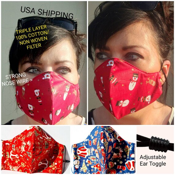 Reusable washable cotton face mask with sewn in non woven Etsy
