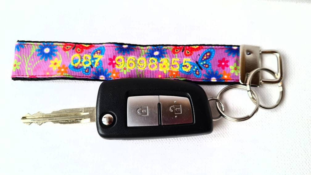 Personalized embroidered key fob gift for her Keychain Etsy