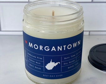 Morgantown, WV Candle | Soy Coconut Blend | Hand Poured | Small Batch |