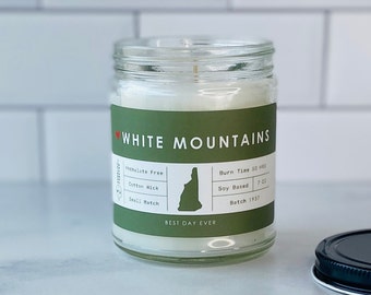 White Mountains, New Hampshire Candle | Soy Coconut Blend | Hand Poured | Small Batch |