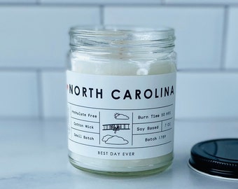 North Carolina Candle | Soy Coconut Blend | Hand Poured | Small Batch |