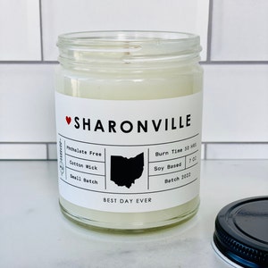 Sharonville, OH Candle | Soy Coconut Blend | Hand Poured | Small Batch |