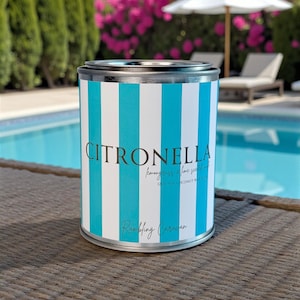 Citronella Candle - Paint Tin - Striped Label - Lemongrass & Lime Citronella