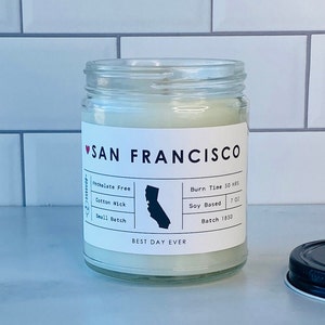 San Francisco, California Candle | Soy Coconut Blend | Hand Poured | Small Batch |