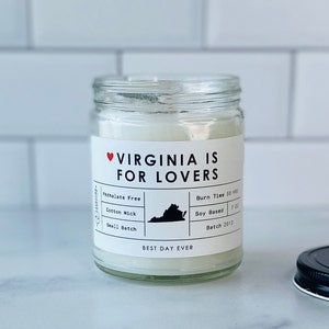 Virginia is for Lovers Candle | Soy Coconut Blend | Hand Poured | Small Batch |