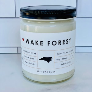 Wake Forest, NC Candle | Soy Coconut Blend | Hand Poured | Small Batch |