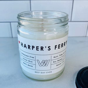 Harper&#39;s Ferry, West Virginia Candle | Soy Coconut Blend | Hand Poured | Small Batch |