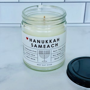 Chanukka Sameach Kerze | Soja-Kokos-Mischung | Handgegossen | Kleinserie |