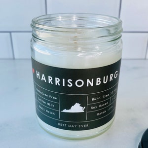 Harrisonburg, Virginia Candle | Soy Coconut Blend | Hand Poured | Small Batch |