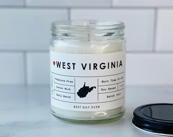 West Virginia Candle | Soy Coconut Blend | Hand Poured | Small Batch |