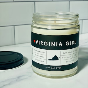 Bougie Virginia Girl | Mélange de soja et de noix de coco | Coulée à la main | Petit lot |