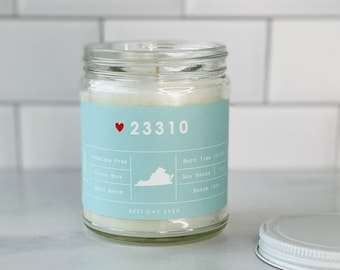 23310 Zip Code Candle | Soy Coconut Blend | Hand Poured | Small Batch |