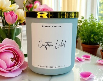 Vela personalizada / 14 oz de cera de coco y soja / Vertida a mano / Lote pequeño