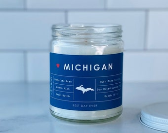 Michigan - Vela de la Península Superior / Mezcla de soja y coco / Vertida a mano / Lote pequeño /