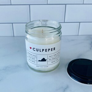 Culpeper, VA Candle | Soy Coconut Blend | Hand Poured | Small Batch |