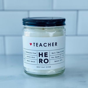 Teacher Candle | Soy Coconut Blend | Hand Poured | Small Batch |