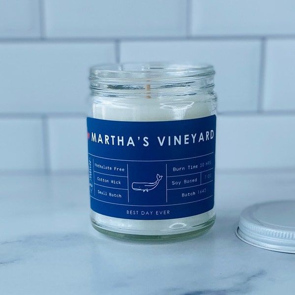 Martha's Vineyard, Massachusetts Candle | Soy Coconut Blend | Hand Poured | Small Batch |