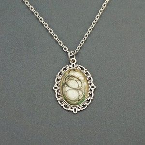 Hand-Painted Filigree Pendant - Unique Silver Tone Boho Style Necklace