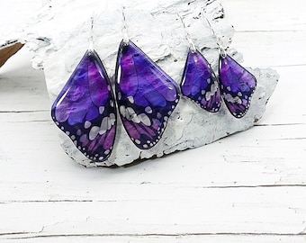 Butterfly Dangle Earrings For Women - Purple & Gold Hoop, Fairy Jewelry Gift - View #10