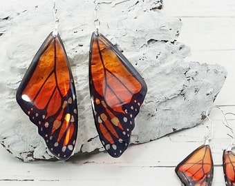 Pendientes de mariposa monarca naranja - Joyería de alas de mariposa - Regalos del Día de las Madres