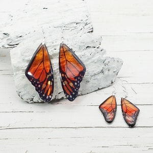 Pendientes de mariposa monarca naranja Joyería de alas de mariposa Regalos del Día de las Madres imagen 2