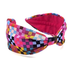 Wide Cotton Headband: Pink Bohemian Print, Handcrafted