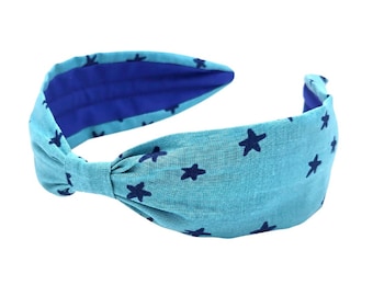 Cotton Headband, Handcrafted Headband, Flexible Headband, Women's Hairband, Hair Accessory, Hair Band, Unique Style Headband, Aqua Blue
