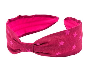Cotton Headband, Handcrafted Headband, Flexible Headband, Women's Hairband, Hair Accessory, Hair Band, Unique Style, Magenta, Fuchsia