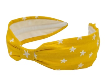 Cotton Headband, Handcrafted Headband, Flexible Headband, Women's Hairband, Hair Accessory, Hair Band, Unique Style Headband, Yellow