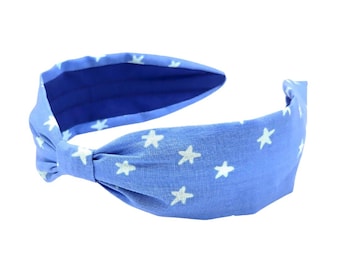 Cotton Headband, Handcrafted Headband, Flexible Headband, Women's Hairband, Hair Accessory, Hair Band, Unique Style, Periwinkle Blue