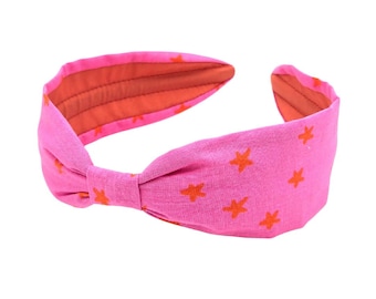Cotton Headband, Handcrafted Headband, Flexible Headband, Women's Hairband, Hair Accessory, Hair Band, Unique Style Headband, Pink