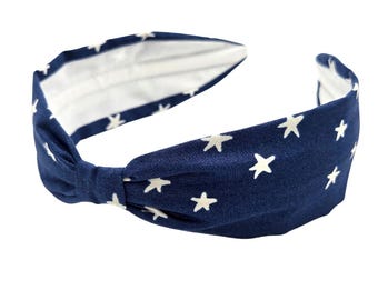 Cotton Headband, Handcrafted Headband, Flexible Headband, Women's Hairband, Hair Accessory, Hair Band, Unique Style Headband, Navy Blue