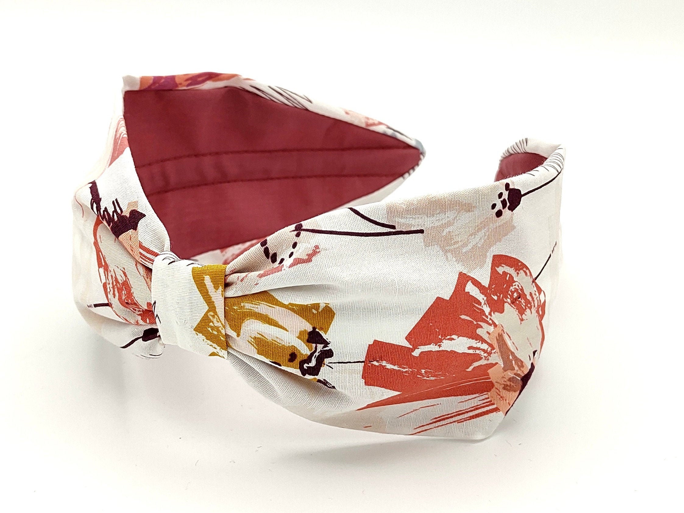 Handmade Floral Print Headband: Wide Bohemian Style - Etsy display picture 1