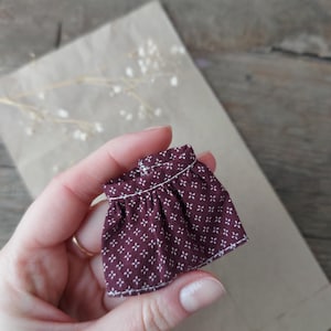Maileg Mouse Burgundy Skirt: Miniature Doll Clothes