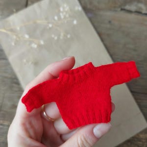 Maileg Mouse Red Sweater: Miniature Doll Clothes, Big Brother/Sister Outfit